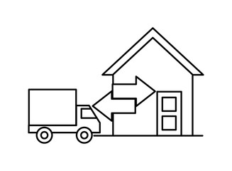 house front facade with truck
