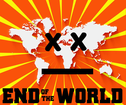 End Of The World Text On World Map 3d
