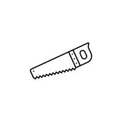 Black line Garden saw. Hand saw icon isolated on white background. Vector Illustration