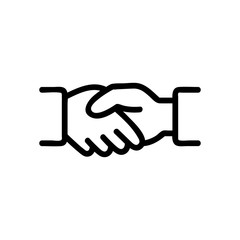 handshake icon vector. A thin line sign. Isolated contour symbol illustration
