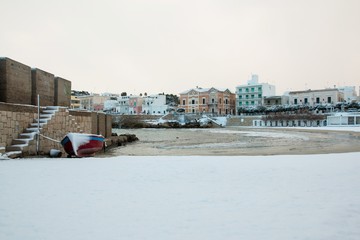 Santa Maria al Bagno beach after a exceptional snowfall