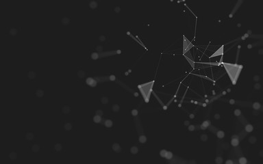 Abstract background. Molecules technology with polygonal shapes, connecting dots and lines. Connection structure. Big data visualization.