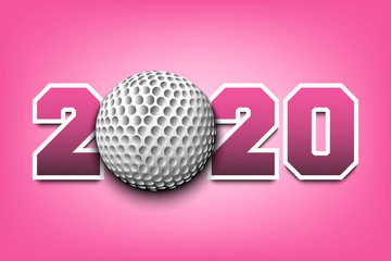 New Year numbers 2020 and golf ball
