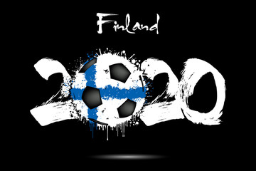 2020 and soccer ball in color of Finland flag