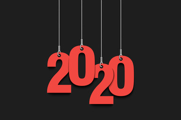 New Year number 2020 hanging on strings