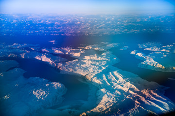 Fototapeta na wymiar Winter Greenland overflight