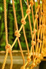 beautiful rope and net climbing in the park on the nature