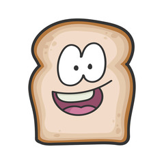 Happy smiling slice of bread cartoon illustration