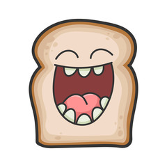 Laughing smiling slice of bread cartoon illustration