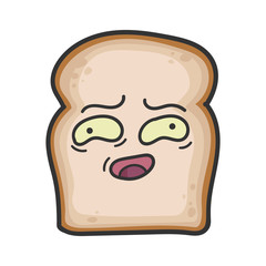 Awkward slice of bread cartoon illustration
