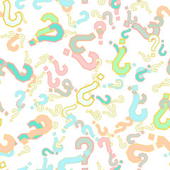 Quiz seamless pattern. Question marks, doubt, faq
