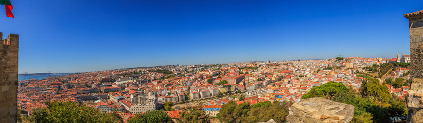 Fototapeta na wymiar Aerial panoramic view over Lisbon from Castelo de Sao Jorge in summer