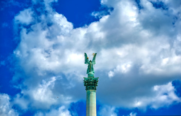 Millennium Monument on the Heroes' Square in Budapest, Hungary.