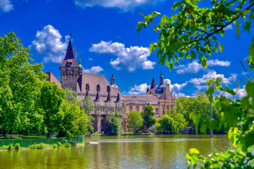 Vajdahunyad Castle located in the City Park of Budapest, Hungary.