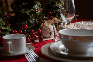 Christmas dinner table setting
