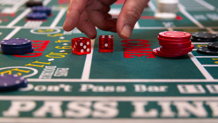 Rolling the dice on the casino craps table