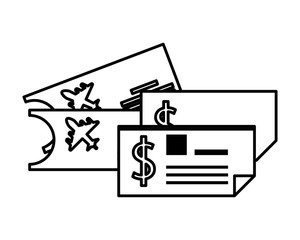tickets flight documents isolated icon