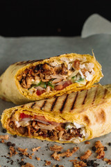 Shawarma sandwich gyro fresh roll of lavash pita bread chicken beef shawarma falafel RecipeTin...
