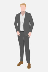 Man. An office worker in a suit. Character for office-themed or management. Vector illustration eps.