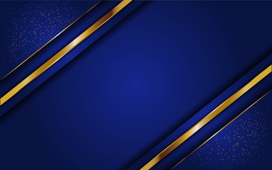 Abstract blue background with glitter and line gold