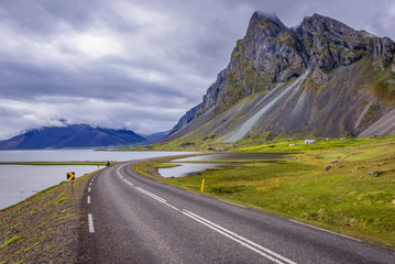 Route 1 next to Mount Eystrahorn in Iceland