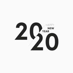 Happy new year 2020 typography sign.