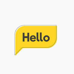 Hello vector banner. Hi speech message flat design.