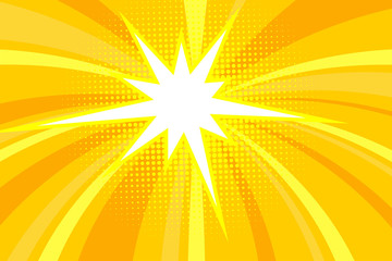 Obraz premium Comic yellow sunbeam background retro pop art style cartoon