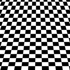 Abstract black and white squares optical illusion background.