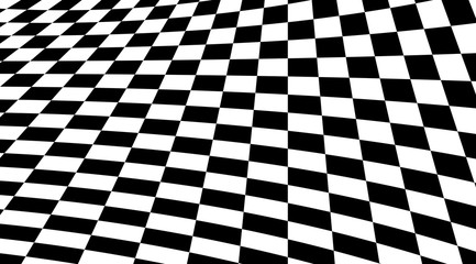 Abstract black and white squares optical illusion background.