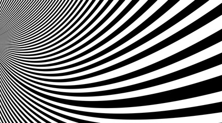 Black and white stripped lines background vector design. Optical illusion linear backdrop.