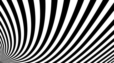 Abstract black and white stripes vector background. Optical illusion linear backdrop. Zebra pattern texture.