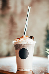 milk shake with cookie close up