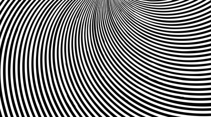 Abstract twisted stripped lines optical illusion background vector design.