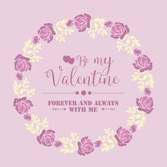 Floral frame pink and white, with elegant pink background, for greeting card design happy valentine. Vector