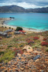 View from Imeri Gramvousa Island near island of Crete, Greece
