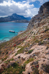View from Imeri Gramvousa Island near island of Crete, Greece