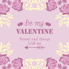 Pattern ornate elegant pink and white flower frame, for card design happy valentine. Vector