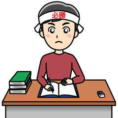 受験勉強をする男性