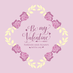Pattern ornate elegant pink and white flower frame, for card design happy valentine. Vector