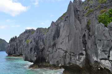 Limestone cliffs of El Nido - popular tourist destination in Philippines 