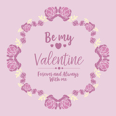 Pattern wallpaper of cards happy valentine, with beautiful pink floral frame. Vector