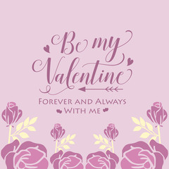 Fototapeta na wymiar Poster design elegant happy valentine, with pink wreath frame unique. Vector