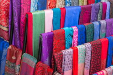 Colorful fabric row