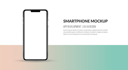 Smartphone mockup with blank screen, template for app development and UX/UI design
