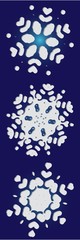 Collection of simple snowflakes on blue background.