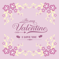 Fototapeta na wymiar Greeting card design happy valentine, romantic, with pink and white flower frame of seamless. Vector