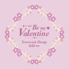 Fototapeta na wymiar Greeting card design happy valentine, romantic, with pink and white flower frame of seamless. Vector