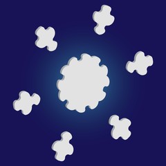 Simple, beautiful snowflake on blue background.