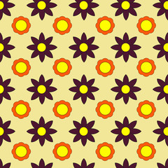 seamless pattern of different flowers on a colored background